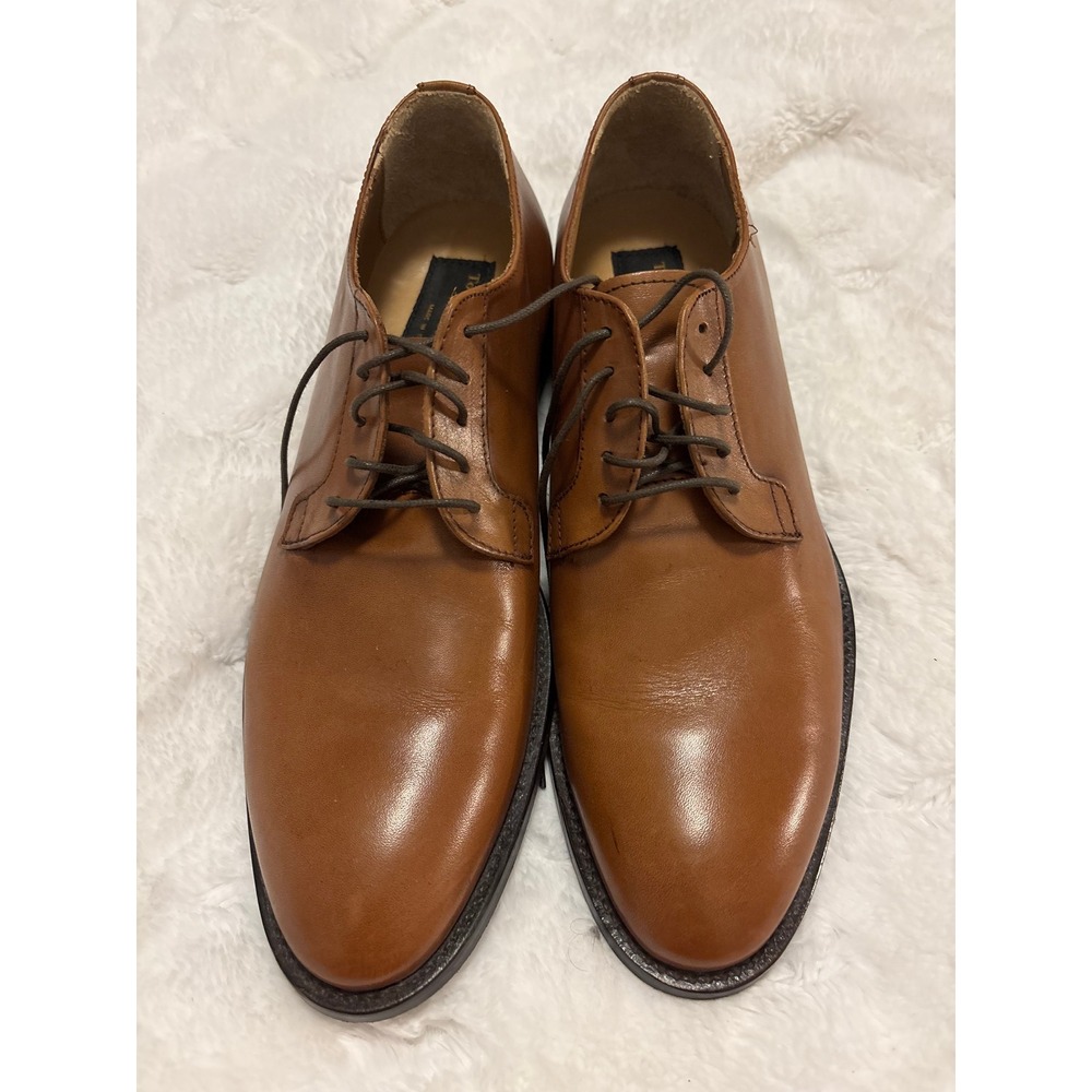 To Boot New York Adam Derrick Cognac Italian Leather Plain Toe Derby Shoes 10